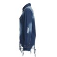 thumbnail image 2 of Women Jean Jacket Long Sleeve Classic Distressed Butterfly Denim Overized Shirt Outwear, 2 of 9