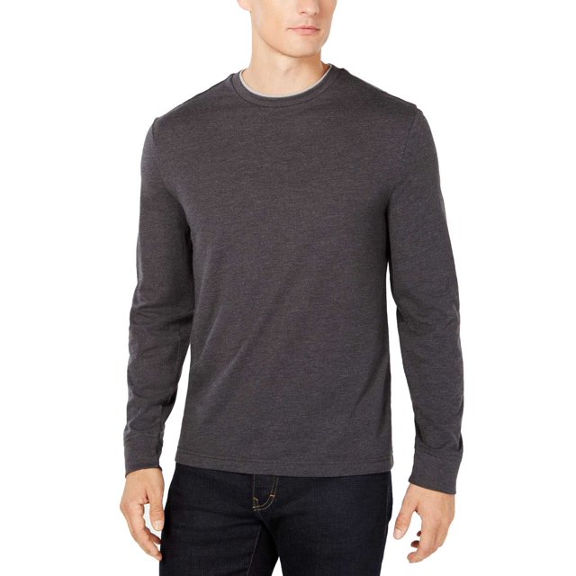 Club Room T-Shirt à Col Ras du Cou Doubler pour Hommes, Gris, XXX-Grand