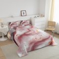 thumbnail image 3 of Pink Watercolour Marble Quilt King Size Abstract Art Bedding Set For Teens Girls Adults Colorful Retro Artwork Style Comforter Set Stone Pattern Duvet Insert, 3 of 7
