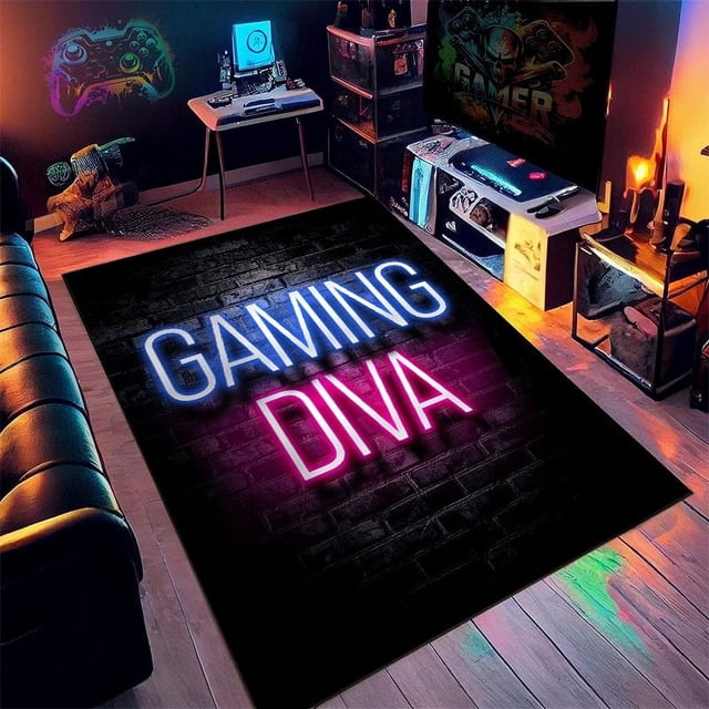 CHUANK Gamer Rug for Boys Room Non-Slip 3D Cool Printed Gaming Rug for Boys Room Game Room Living Room Sofa Floor