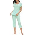 thumbnail image 2 of MINTLIMIT Women's Short Sleeve Tops and Capri Pants Solid Pajama Sets, 2 of 4