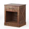 thumbnail image 1 of Gymax Table de Chevet avec Tiroir et Tablette Table de Chevet Rustique en Bois Chambre Brun, 1 of 10