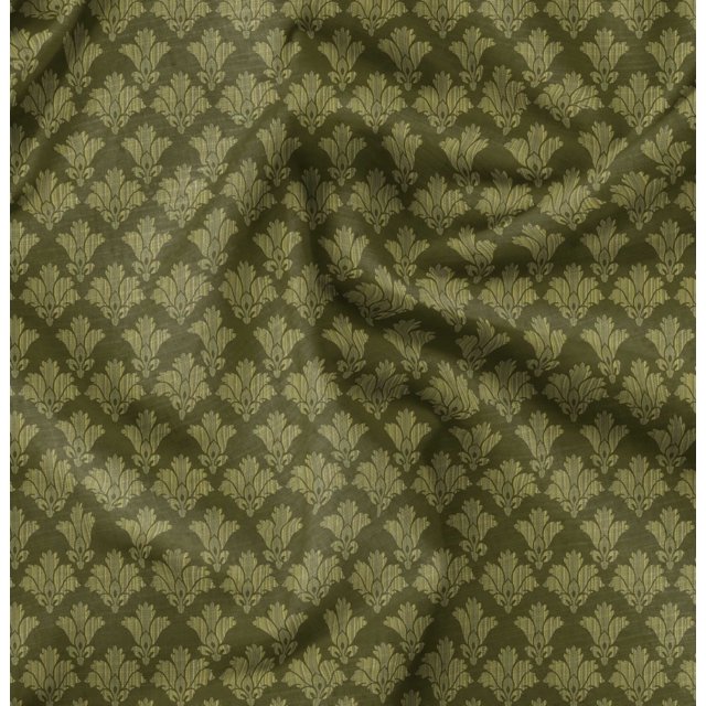 Soimoi Poly Georgette Fabric Palmette Damask Fabric Prints by Yard 42 Inch Wide