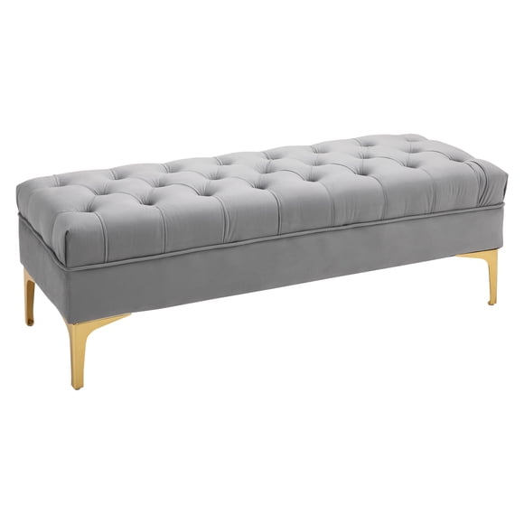HOMCOM Velvet Upholstered Bench Button Tufted End of Bed Bench for Bedroom