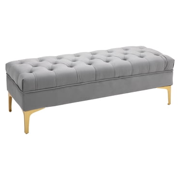 HOMCOM Banc Rembourré en Velours, Capitonné à Boutons, Banc de Bout de Lit pour Chambre