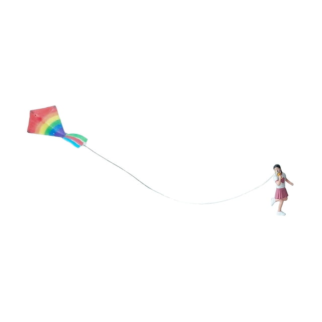 Milaget 1:64 Scale Miniature Kite Flying Figure Lightweight Multifunctional Handmade Pink Dress Girl