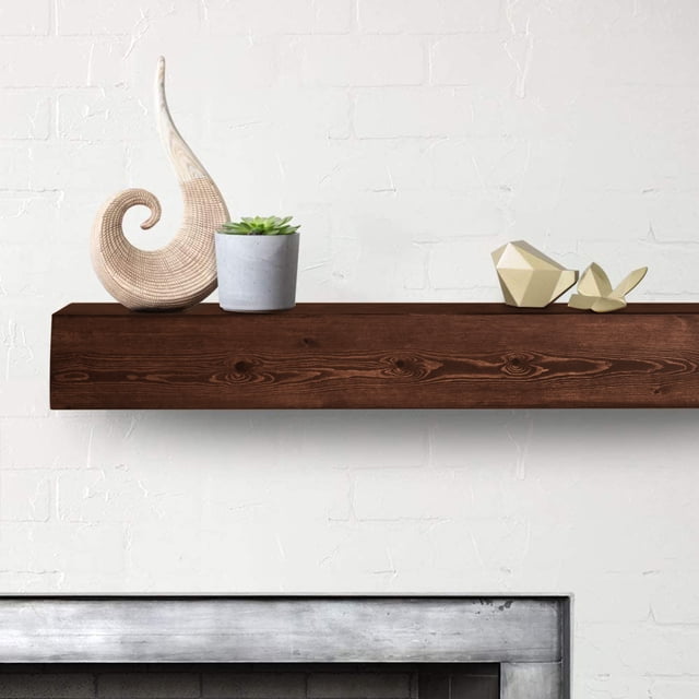 Luxe Surface 82 inch Floating Shelves Rustic Aged Color Wood Fireplace Mantel
