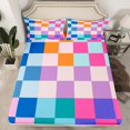 thumbnail image 1 of Erosebridal Checkered Gingham Fitted Sheet Set Twin, Colorful Rainbow Bedding Twin Size, Rectangle Geometry Fitted Sheet Twin, Lightweight Room Decorative, 2pcs（No Top Sheet）, 1 of 6