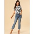 thumbnail image 2 of INSPIRE CHIC Women's Ruffle Tie Neck Casual Short Sleeve Floral Tops Blouse, 2 of 6