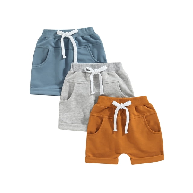 Gupgi 3 Pack Toddler Boy Shorts Set, Solid Loose Drawstring Shorts Kids Sports Short Pants