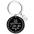 thumbnail image 1 of Creative DIY To My SON Black Stainless Steel Last Name 26 Letter Keychain 2.5cm, 1 of 8
