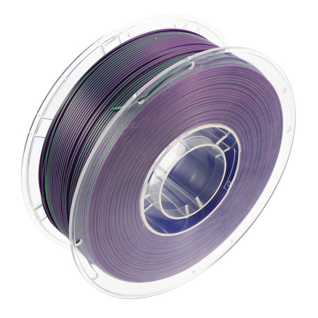 1 Rouleau Filament d'Imprimante 3D 1,75 mm Filament Tricolore en Matériau PLA, Présenté dans une Bobine Transparente aux Tons Violets, Verts et Bleus Vibrants. Conçu pour une Impression 3D de Haute Précision, Il Est compatible avec la Plupart des Imprimantes 3D et Offre une Utilisation Prolongée avec Son Diamètre et Sa Longueur Corrects. le Filament Est Facile à Charger et à Remplacer, Convient aux Débutants et aux Utilisateurs Expérimentés.