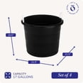 thumbnail image 4 of Homz Seau de Rangement Utilitaire en Plastique de 17 Gallons avec Poignée en Corde, Noir, Lot de 4, 4 of 9