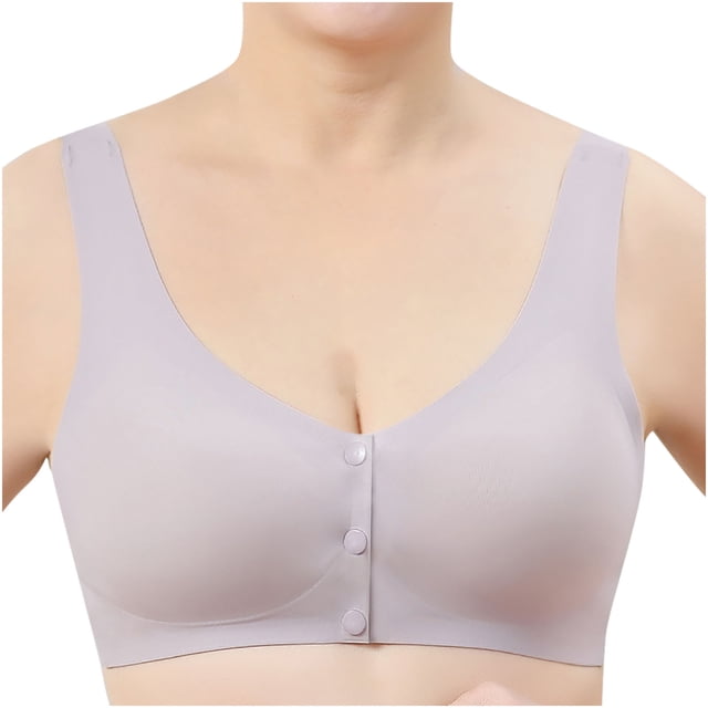 Virmaxy Womens Wireless Bra Solid Color Wirefree High Elastic Large Size Comfortable Bra Solid Color Non Steel Ring High Elastic Oversized Comfortable Bra Gray XL