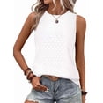 thumbnail image 3 of Tank Tops for Women Sleeveless Eyelet Shirts White M, 3 of 7