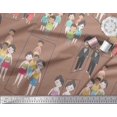 thumbnail image 3 of Soimoi Brown Rayon Crepe Fabric Mirror Theme Human Figure Print Sewing Fabric Yard 46 Inch Wide, 3 of 5
