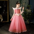 thumbnail image 3 of Princess Robe d'Anniversaire Fille Rose Costume Halloween Noël Déguisement Cosplay Tenue de Fête (avec Accessoires), 3 of 5