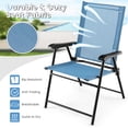thumbnail image 4 of Gymax Set of 2 Patio Folding Chairs Outdoor Portable Pack Lawn Chairs w/ Armrests Blue, 4 of 7