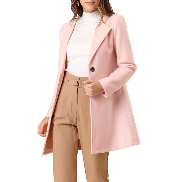 INSPIRE CHIC Women's Long Sleeves Button Closure Outerwear Mid Length Overcoat