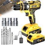 21V Kit de perceuse multifonctionnel sans fil, outil d'alimentation ménager avec batterie haute capacité & Chargeur rapide, perceuses & Boîte à outils en option pour le jardinage, Rénovation à domicile, Entretien extérieur & DIY