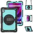 thumbnail image 1 of Case for Lenovo Tab K10 10.3 Inch / M10 FHD Plus 2020 2nd Gen with Screen Protector, 360 Degree Rotating Kickstand Hand Strap Heavy Duty Shockproof Cover with Shoulder Strap, Sky Blue PC, 1 of 7