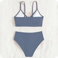 thumbnail image 4 of MIASHUI Girls Swimsuit Bikini Set Bathing Suits Two Piece Solid Color Swimwear Bathing Suit,Blue,12-14 Years, 4 of 5