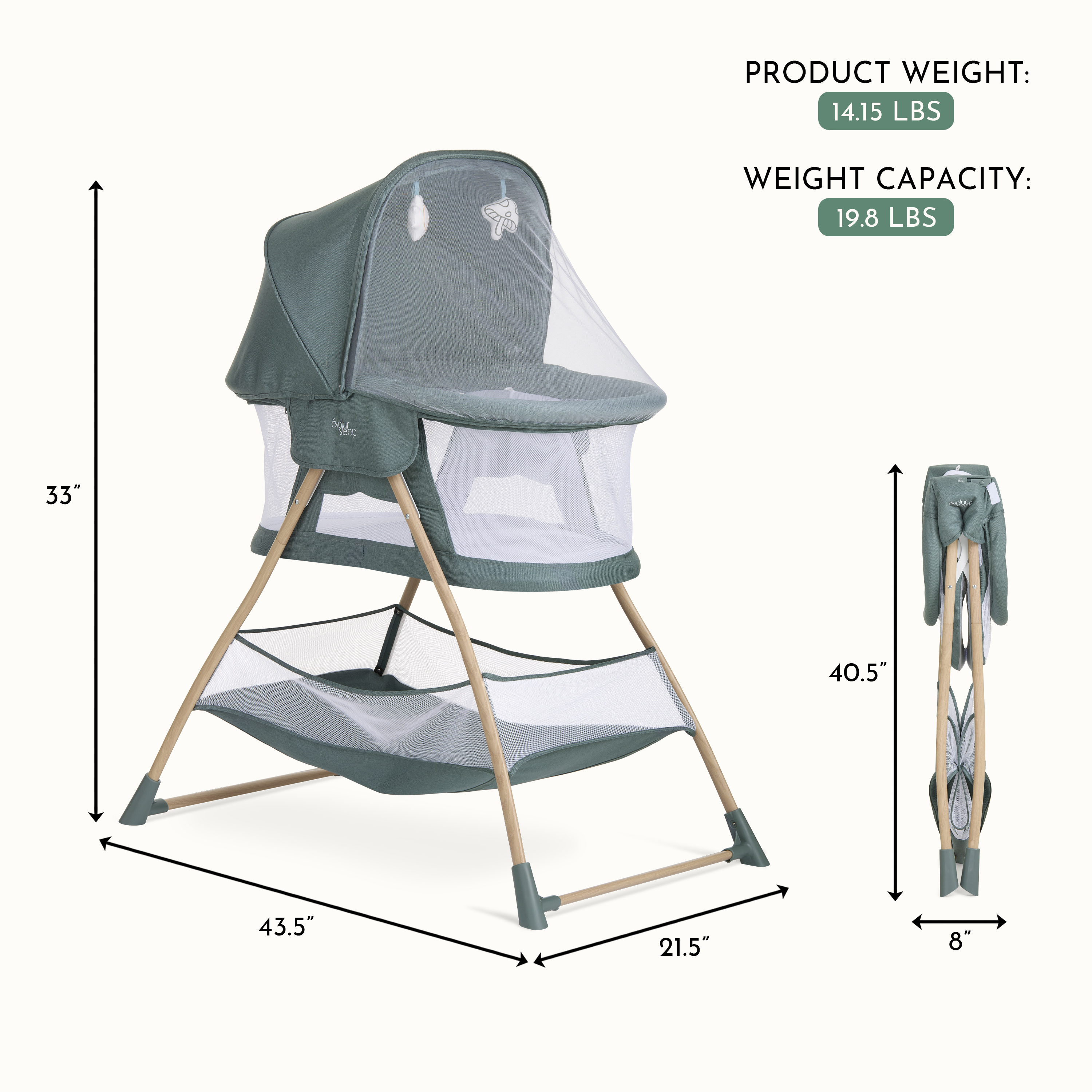 Berceau Evolur Cozy Dreamer, vert