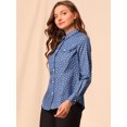 thumbnail image 2 of INSPIRE CHIC Women's Point Collar Long Sleeve Button Down Polka Dots Shirt, 2 of 6