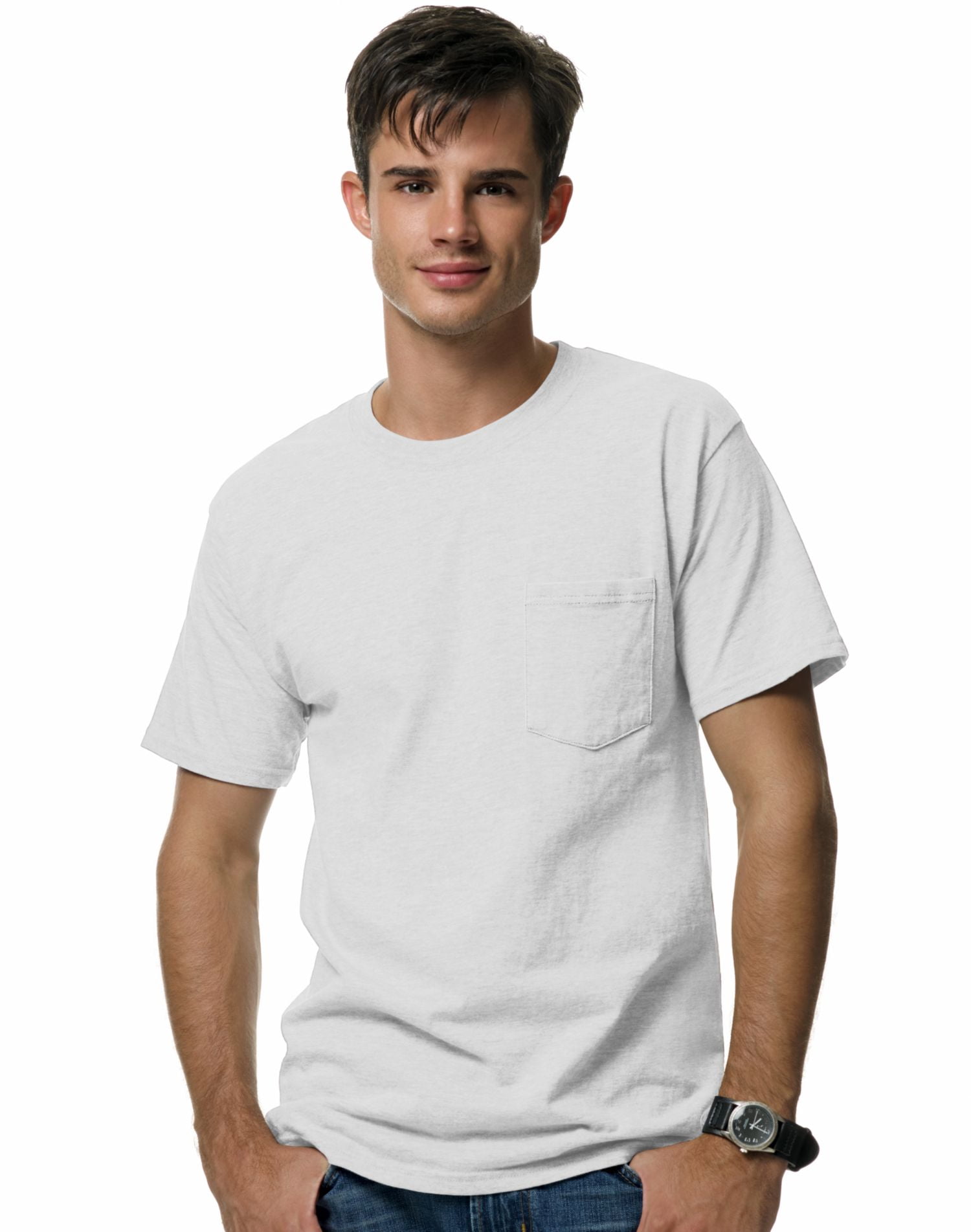 Hanes Beefy-T T-Shirt à Poche pour Hommes, 2TG, Blanc