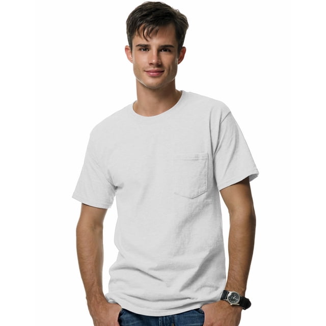 Hanes Beefy-T T-Shirt à Poche pour Hommes, 2TG, Blanc