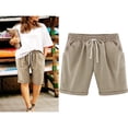 thumbnail image 2 of Women Elastic Waist Bermuda Shorts Plus Size Short Trouser Pocket Cropped Sport, 2 of 2
