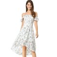 thumbnail image 2 of INSPIRE CHIC Robe Midi Évasée à Fleurs pour Femme à Bretelles Spaghettis à Volants TP Blanc Bleu, 2 of 7