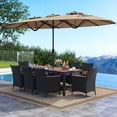 thumbnail image 2 of Costway 11 PCS Patio Wicker Dining Set with Double-Sided Outdoor Umbrella 8 Stackable Chairs, 2 of 9