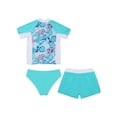 thumbnail image 4 of TTAO Kids Girls Short Sleeves Bathing Suits 3 Pieces Water Sports Swimming Surfing Rash Guard Set Light Green 16, 4 of 4