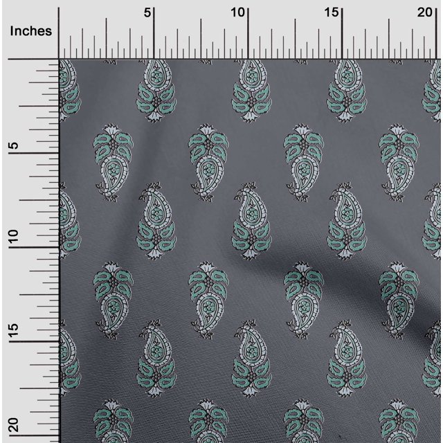 oneOone Silk Tabby Fabric Leaves & Paisley Block Fabric Prints By Yard 42 Inch Wide