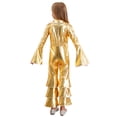 thumbnail image 4 of Manyakai Combinaisons Rétro à Manches Longues Évasées pour Filles Enfants Disco Movie Star Chanteuse Déguisement Soirée Rave Justaucorps Or 14, 4 of 7