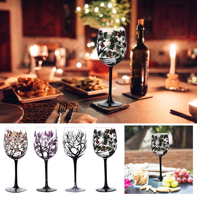 Vaidha Tree Wine Glass Hand Painted Colorful Tree Painted Glass Birthdays Weddings Valentine's Day