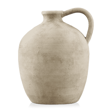 Bouclair Off White Ceramic Table Vase with Handle 9.5 X 13 in (24.13 X 33.02 cm)