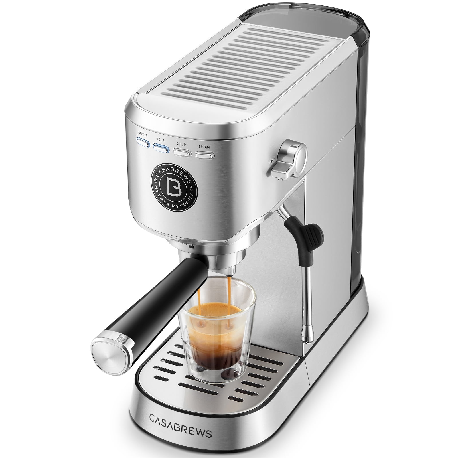 Casabrews 5418Basic Barista 20 Bar Espresso Machine, Stainless Steel  Coffee maker with Milk Frotherand  for Latte Cappuccino.