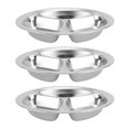 thumbnail image 1 of MasteelfCA 3Pcs Round Stainless Steel Dinner Tray Separation Plates Fast Food Plate Rice Dishes Silver (20cm, 3 Grids), 1 of 8