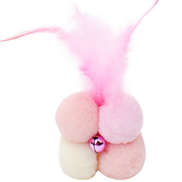 Bangcool Cat Chew Ball Plush Interactive Soft Cat Feather Ball Kitten Play Ball with Bell