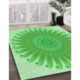 thumbnail image 3 of Ahgly Company Tapis Rond Lavable en Machine Intérieur Transitionnel Vert, 5 Pieds Rond, 3 of 7