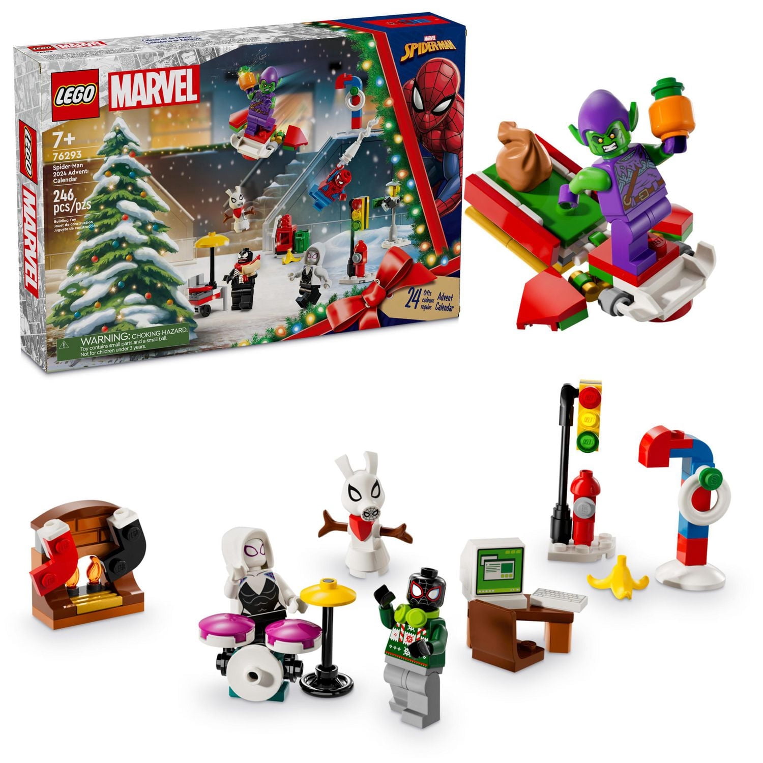 LEGO Super Heroes Marvel Le calendrier de l'Avent Spider-Man 2024 76293 Ensemble de construction (246 pièces)