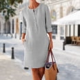 thumbnail image 4 of MesaSe Cotton Linen Basic Maxi Dress Boho Style Ladies Crew Neck Half Sleeve Daily Suit, 4 of 7