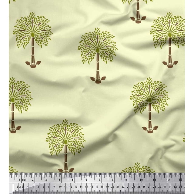 Soimoi Poly Georgette Tissu Arbre Bloc Tissu Imprimé par la Cour 52 Pouces de Large