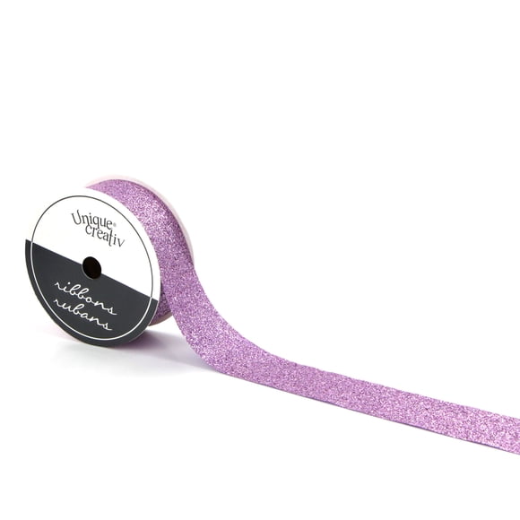 UNIQUE CREATIV, Ribbon, Glitter Cut, Light Purple, 25 mm x 15 ft (1 in x 5 yds)
