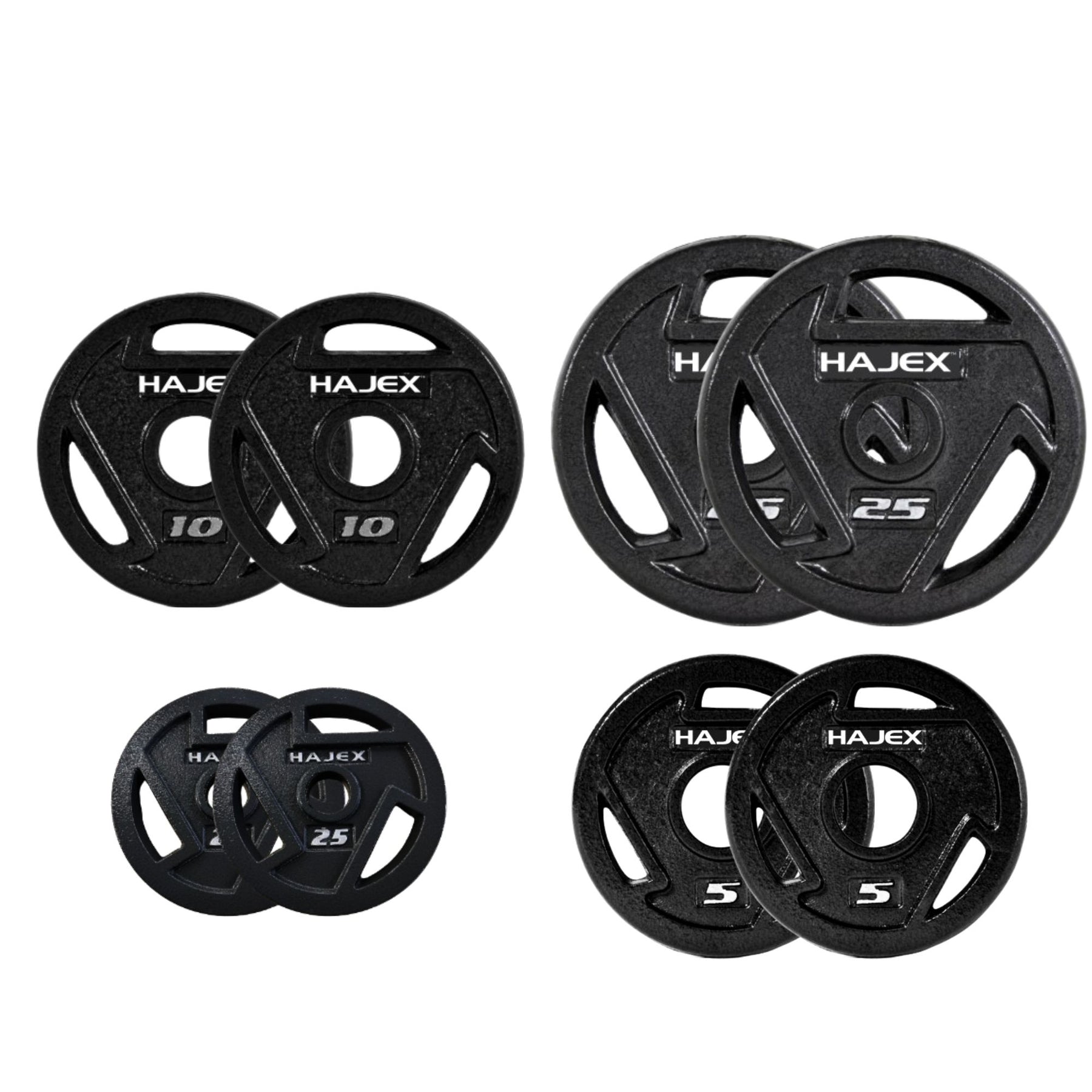 HAJEX Standard Tri Grip Cast Iron Weight Plates Set 1 inch - 85LB Set - (2.5LB, 5LB, 10LB & 25LB)