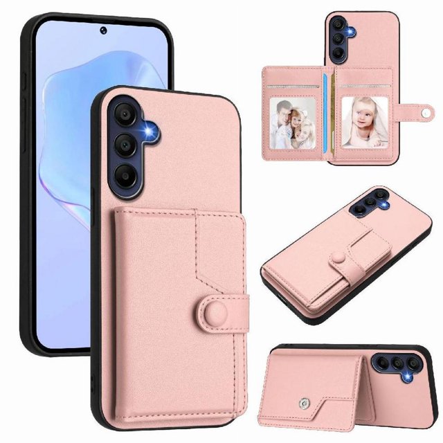 FOXDOCK Case for SAMSUNG Galaxy A16 RFID-Blocking Card Holder - Stylish Button Closure Design