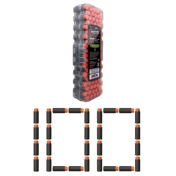 Recharge de fléchettes en mousse Adventure Force Tactical Strike 100, demi-longueur, pour pistolets professionnels, à plus de 38 mètres, compatible avec la plupart des pistolets professionnels, 14 ans