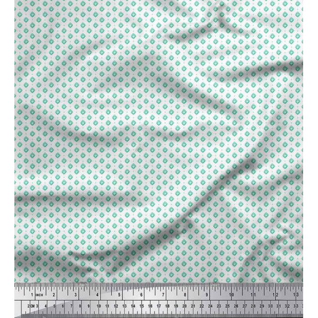 Soimoi Cotton Voile Fabric Dot & Greek Key Small Print Fabric by The Yard 56 Inch Wide